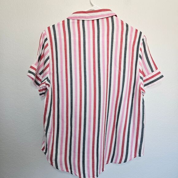 NWT Victoria's Secret | Flannel Pajama Short Set Preppy Striped Pink Women Small - Picture 3 of 6